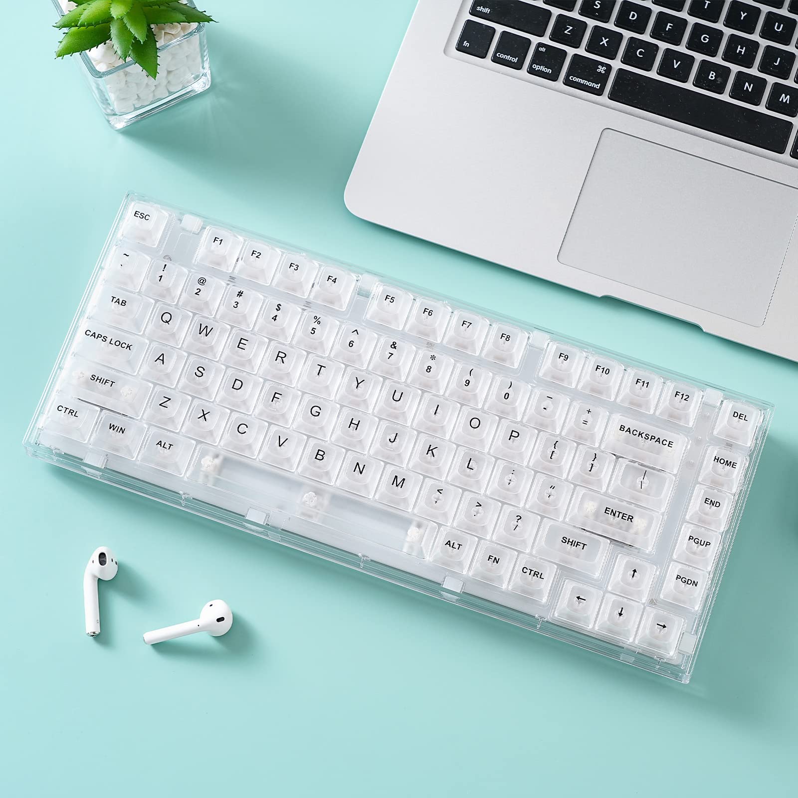 YUNZII X75 PRO 82-Key Wireless Mechanical Gaming Keyboard - Hot Swappable, Gasket Mount, BT5.0/2.4G/USB-C, Transparent Keycaps - Compatible with Windows/Mac (Crystal White Switch, Wireless-White) | Perfect for Gaming, Typing & Office Work