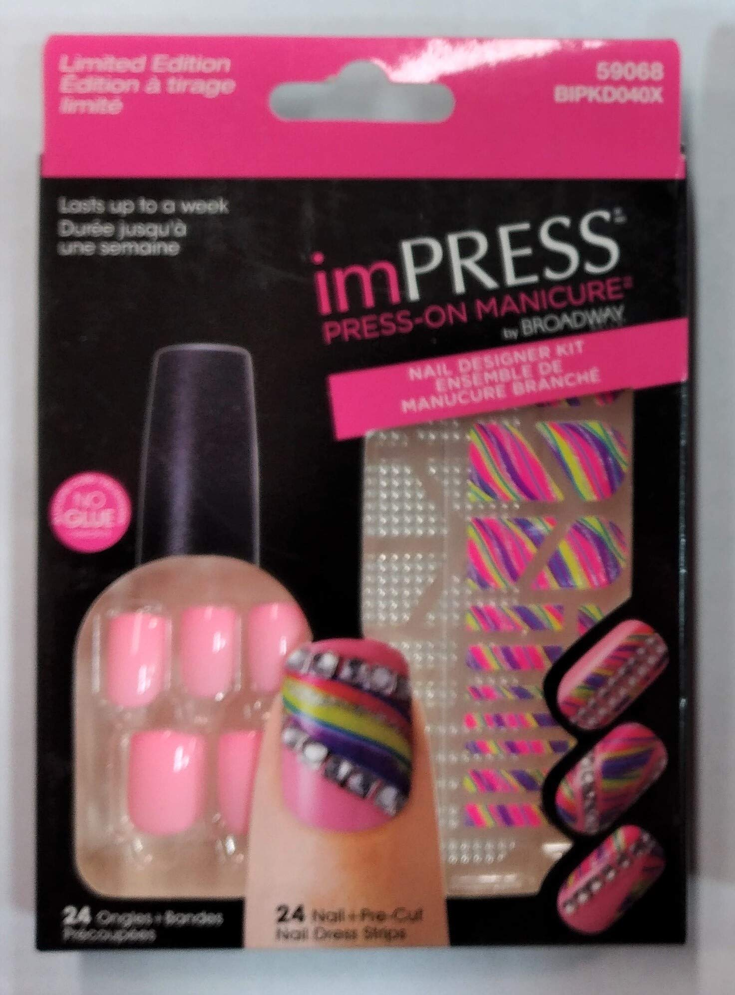 Broadway ImPRESS Press-On Nails - Pink 59068 Limited Edition Set | Easy DIY False Nails for Parties, Weddings & Special Occasions