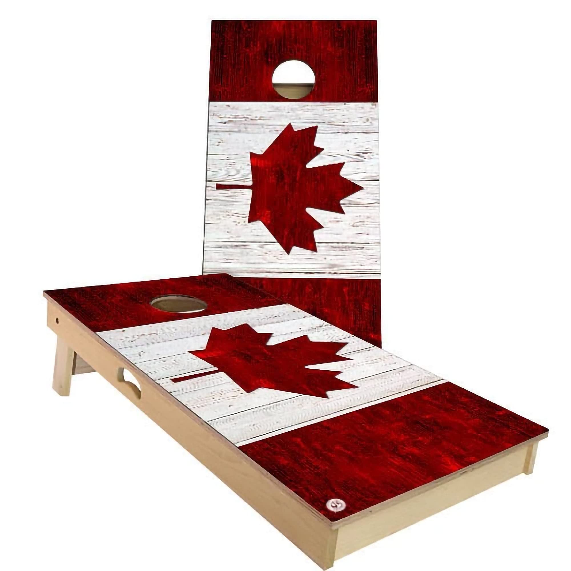 Canada Flag Cornhole Board Set - 2 Boards & 8 Bags - Regulation Size Outdoor Lawn Game for Backyard, Tailgating, and Parties - American & Canadian Flag Design