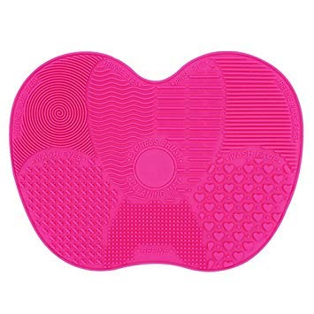 Fariox Silicone Makeup Brush Cleaning Mat Pad - Portable Cosmetic Brush Cleaner Glove & Washing Tool for Makeup Brushes (Rose) - Perfect for Home, Salon & Travel Use
