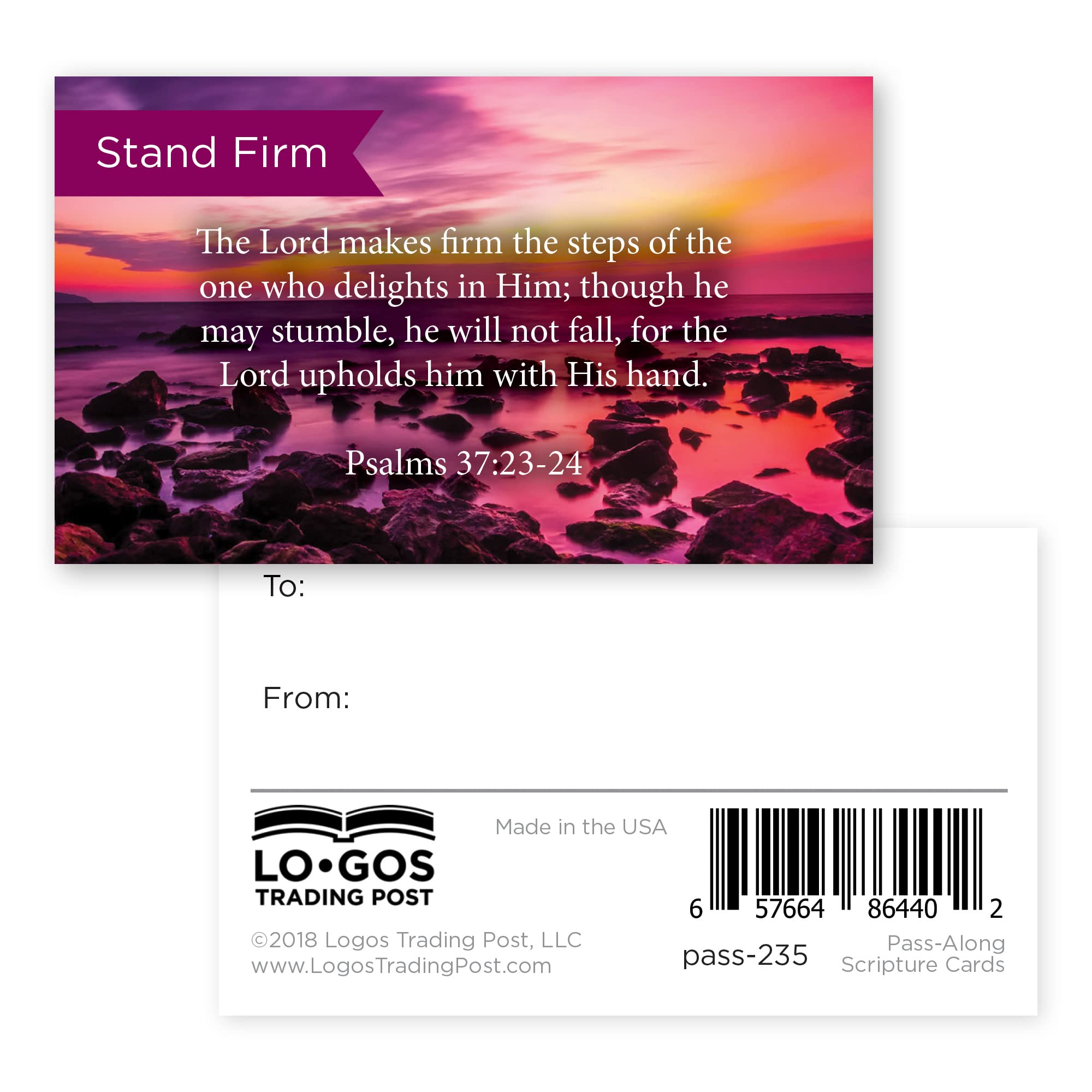 Stand Firm Scripture Cards - Psalm 37:23-24 - 25 Pack Bible Verse Cards for Devotion & Study - Christian Encouragement Gifts