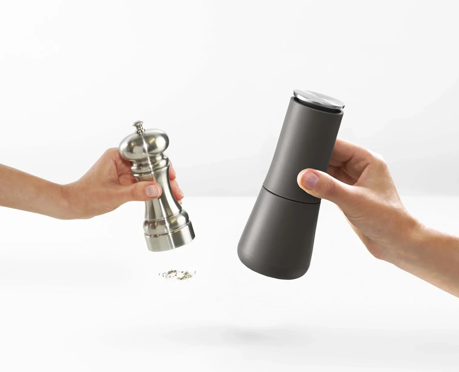 Premium Milltop™ Grey Salt and Pepper Grinder Set - Adjustable Ceramic Spice Mill for Kitchen, Dining Table & Gourmet Cooking