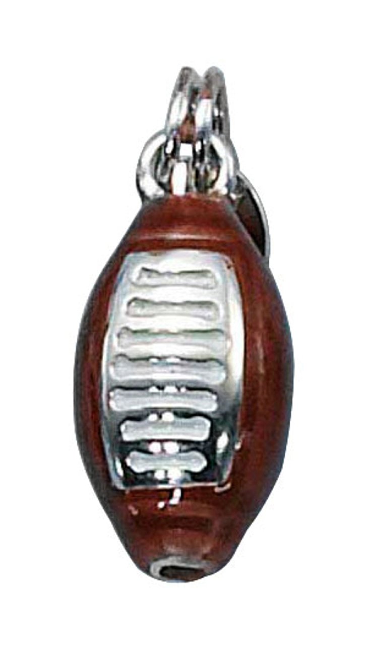 Sterling Silver 1.5mm Box Chain Necklace with 3D Enameled Football Pendant - Brown & White Laces - Unisex Jewelry for Men & Women - Perfect for Game Day, Sports Fans & Football Enthusiasts