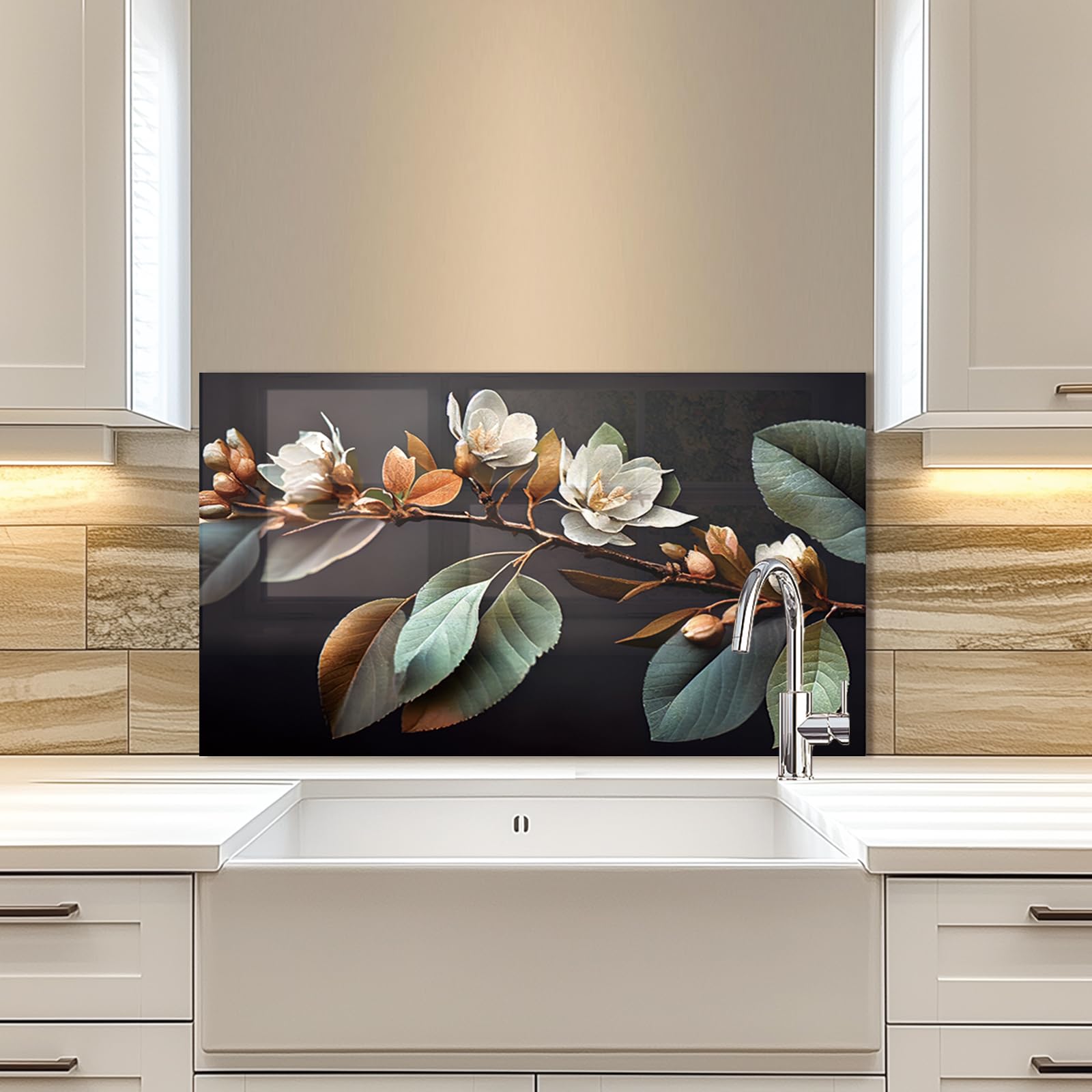 Tempered Glass Kitchen Backsplash - 60x60cm Splash Guard for Stove & Sink