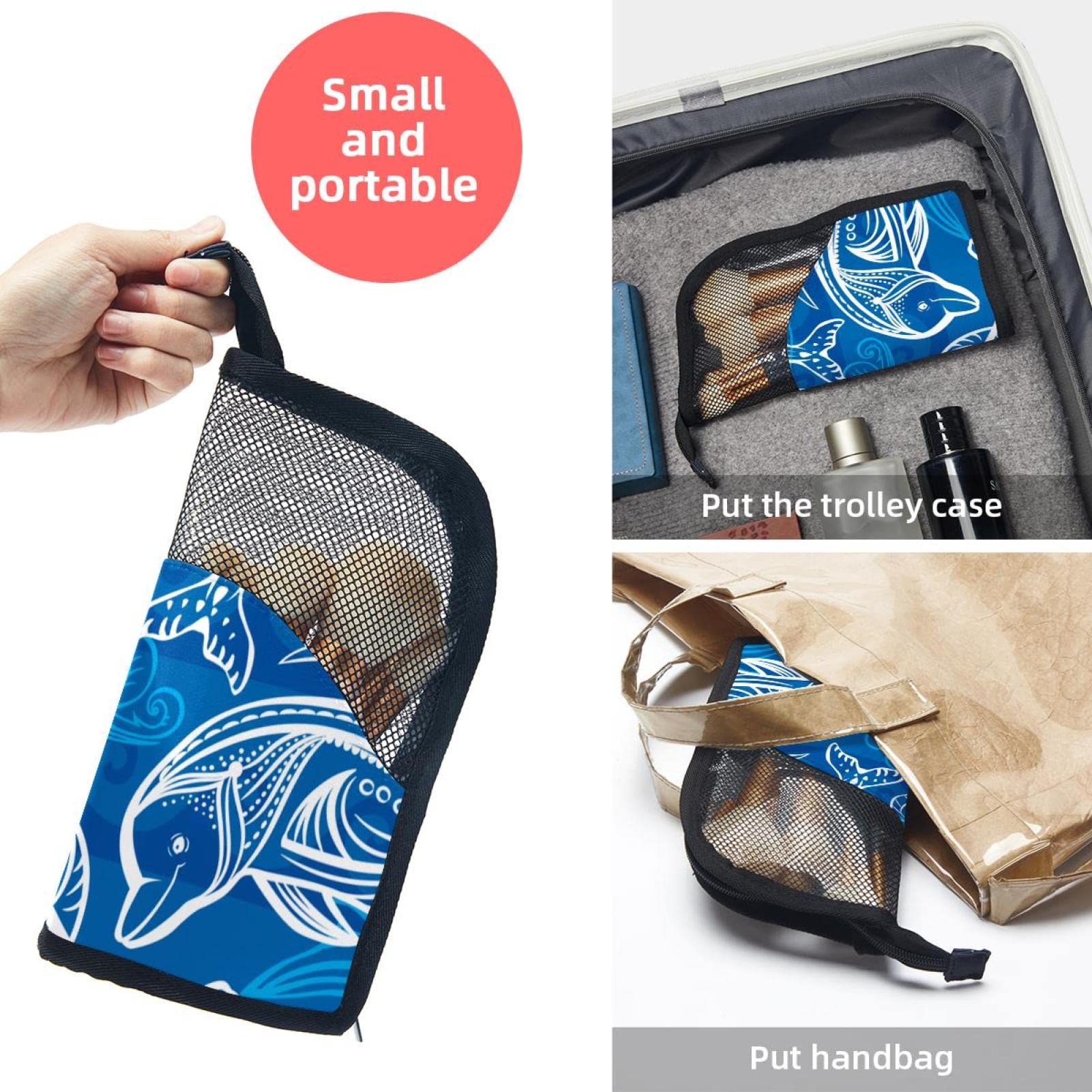 12-Piece Makeup Brush Organizer Bag with Abstract Waves & Ocean Whale Design - Portable Cosmetic Brush Holder Case for Travel, Home & Professional Use