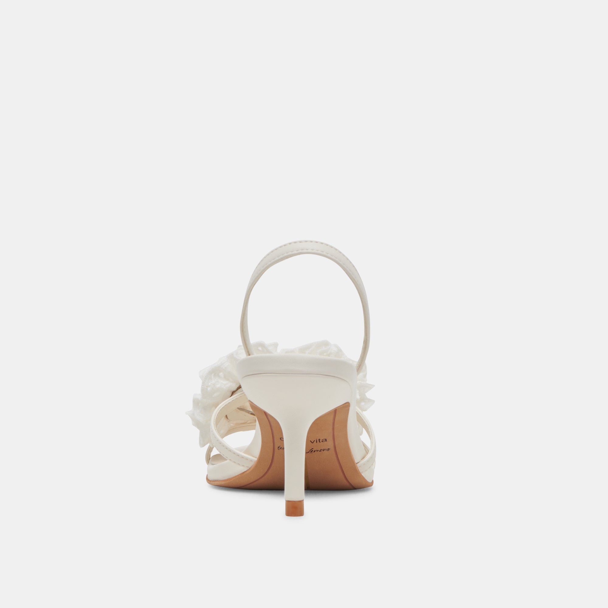 CECILA Women's White Floral Eyelet Heels - Elegant Summer Sandals for Weddings, Parties & Casual Outings