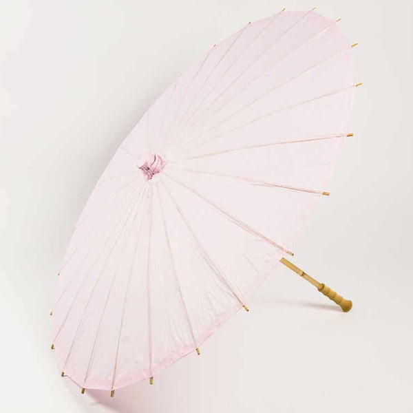 32 Inch Pink Paper Parasol Umbrella with Elegant Wooden Handle - Perfect for Weddings, Photo Shoots & Asian-Themed Parties