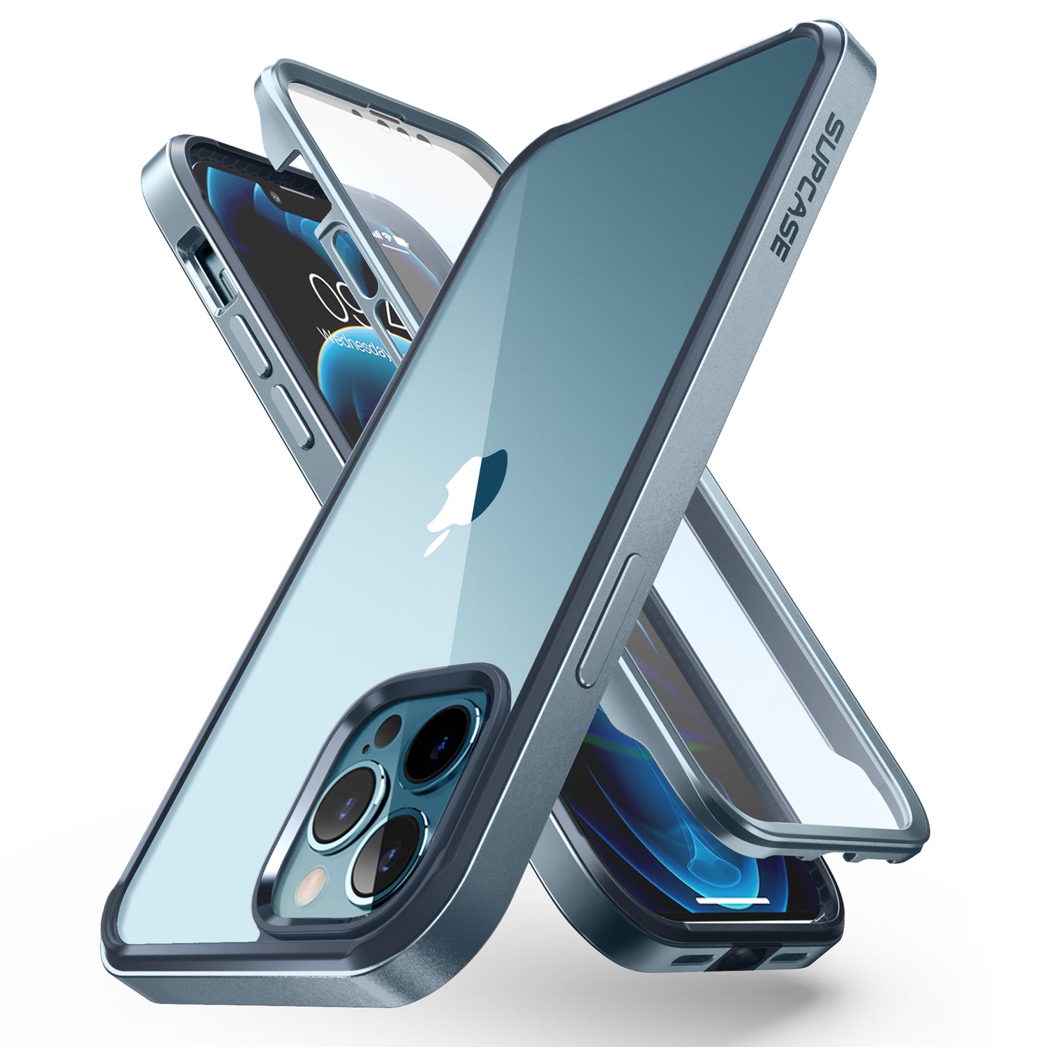 iPhone 13 Pro 6.1 Inch Case with Built-in Screen Protector - Unicorn Beetle Edge Clear Blue Protective Cover for Everyday Use, Work & Travel