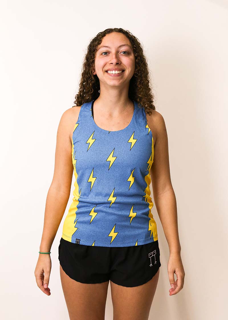 Women's Blue Bolts Performance Singlet - Breathable Workout Tank Top for Running, Gym & Fitness Training - High-Quality Athletic Apparel