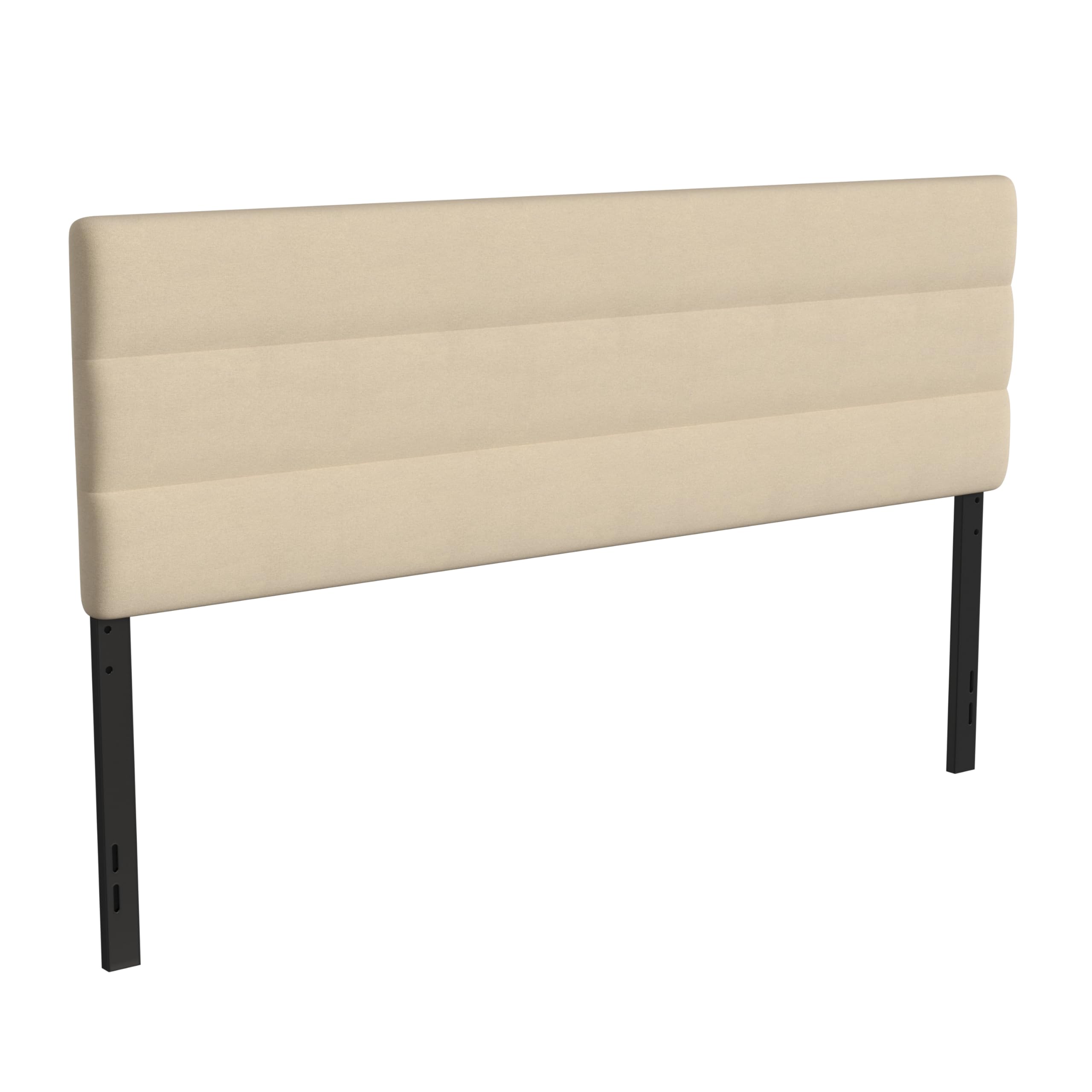 EMMA + OLIVER Gannon King Headboard - Cream Fabric Upholstered Adjustable Height Bed Frame Headboard - Easy 30-Minute Assembly - Fits Most Bed Frames (Not Included) - Perfect for Master Bedroom, Guest Room & Home Decor