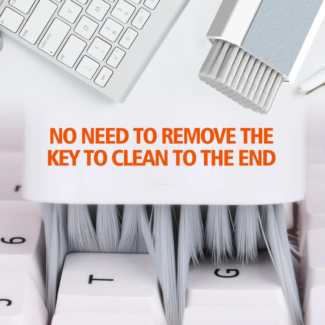 Multipurpose Keyboard Cleaner Kit - 8-in-1 for Laptop, Tablet & Earbuds | Portable Computer Cleaning with Hidden Brushes (White) - Perfect for Office & Travel Use