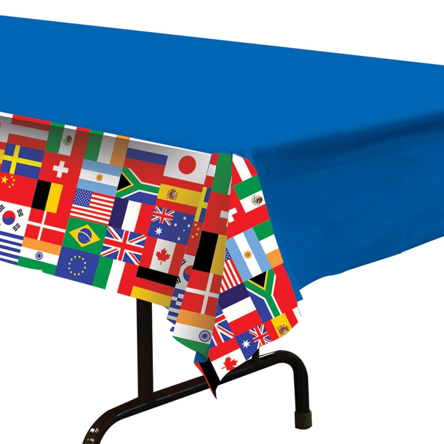 12 Pack Beistle International Flag Party Table Covers - Colorful Patriotic Decor for 4th of July, Independence Day & National Celebrations
