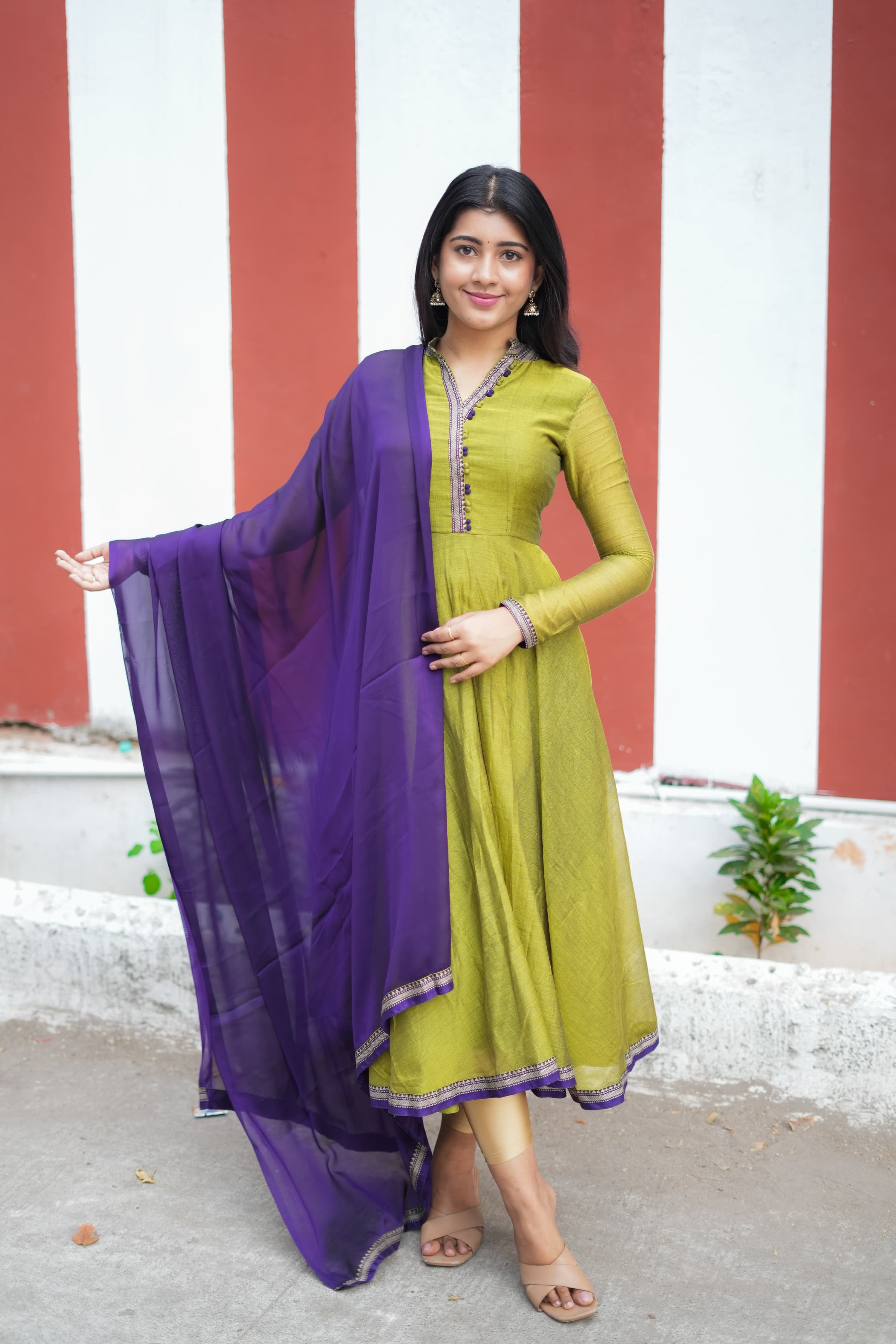 DD685 Kanamma Pure Handloom Anarkali Dress - Elegant Indian Ethnic Wear for Women | Perfect for Weddings, Festivals & Special Occasions