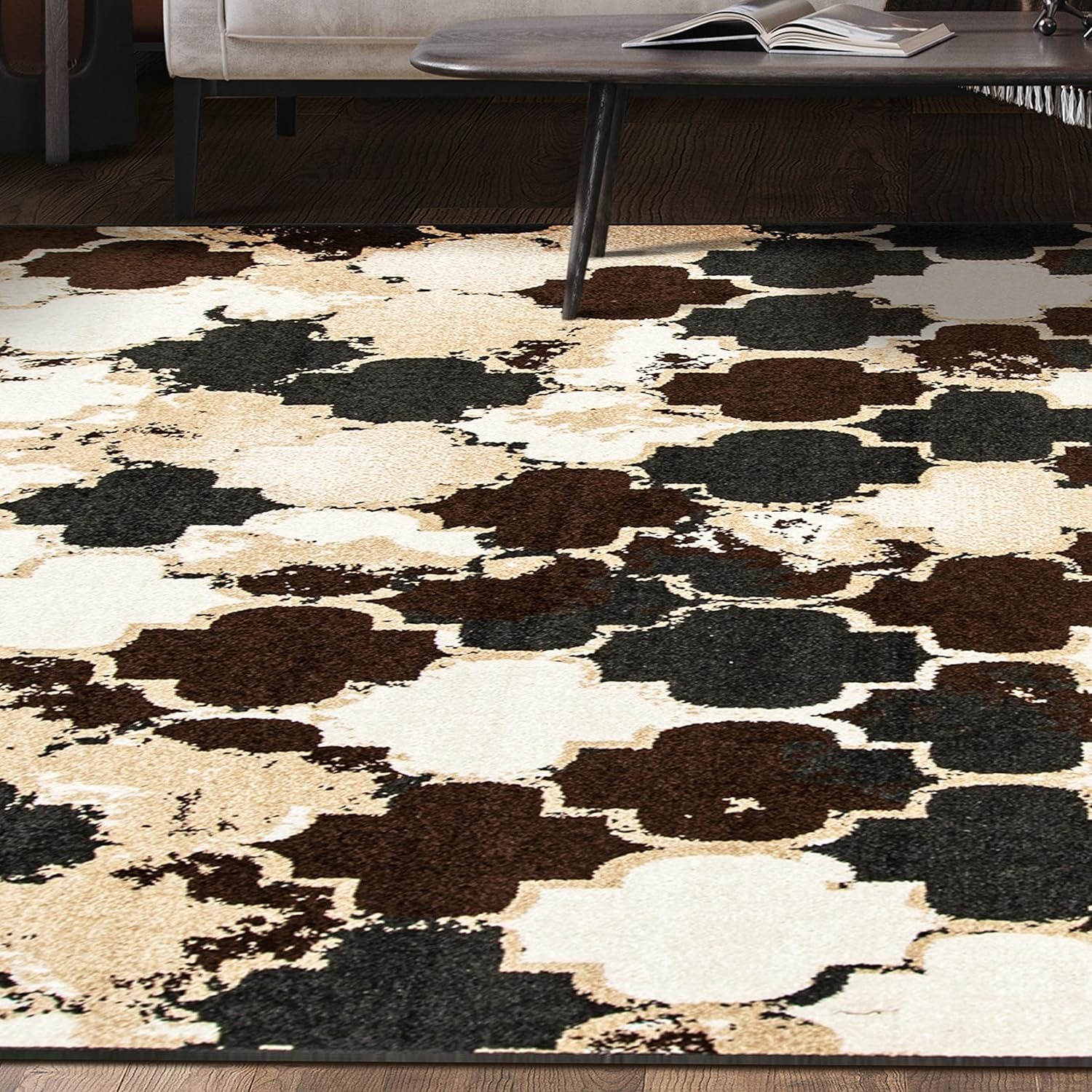 Stylish Makinley Geometric Trellis Lattice Indoor Area Rug - Non-Slip Soft Living Room Carpet for Bedroom, Dining Room & Home Decor