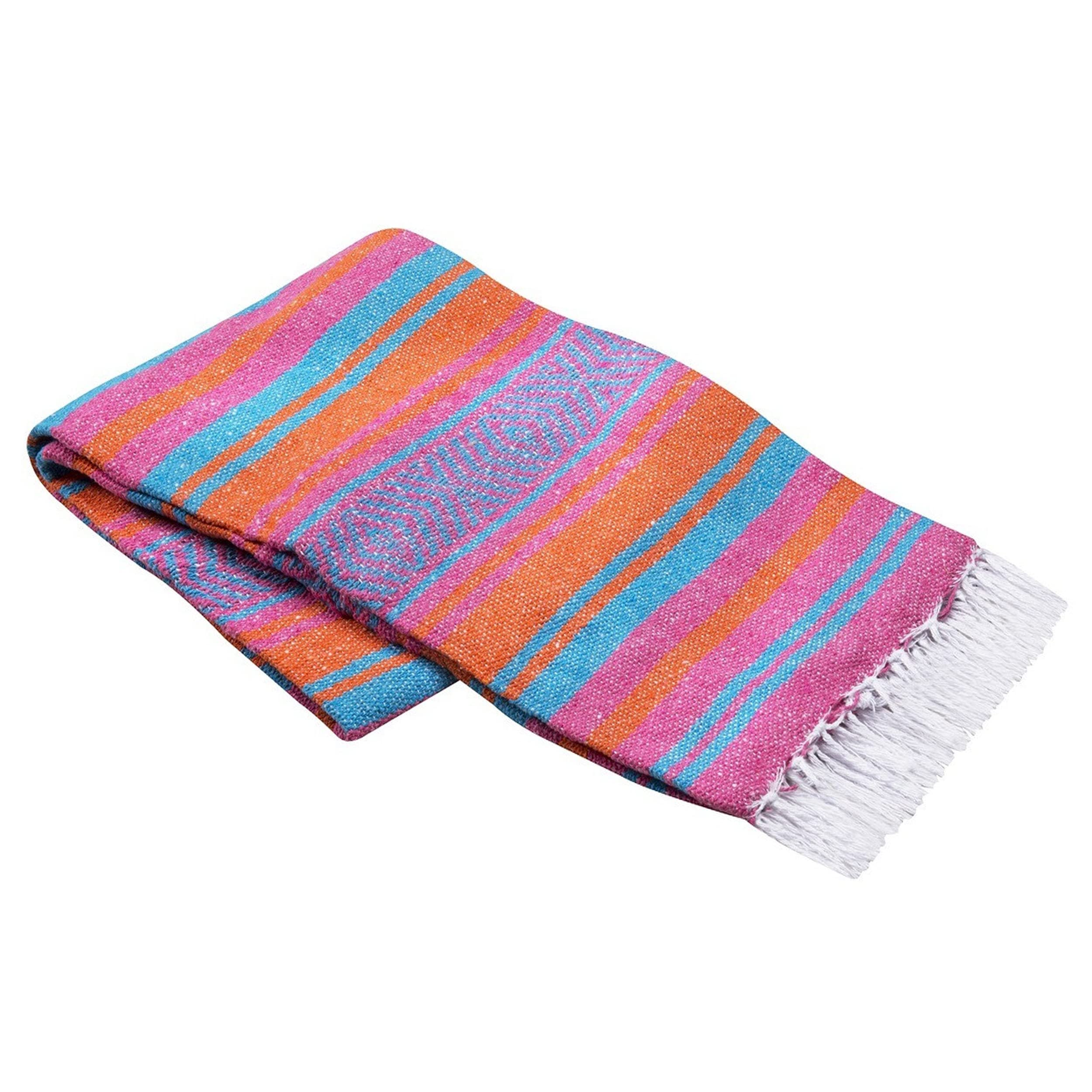 Vera Cruz Mexican Blankets and Throws - 10 Pack Thick Woven Yoga Blankets 75