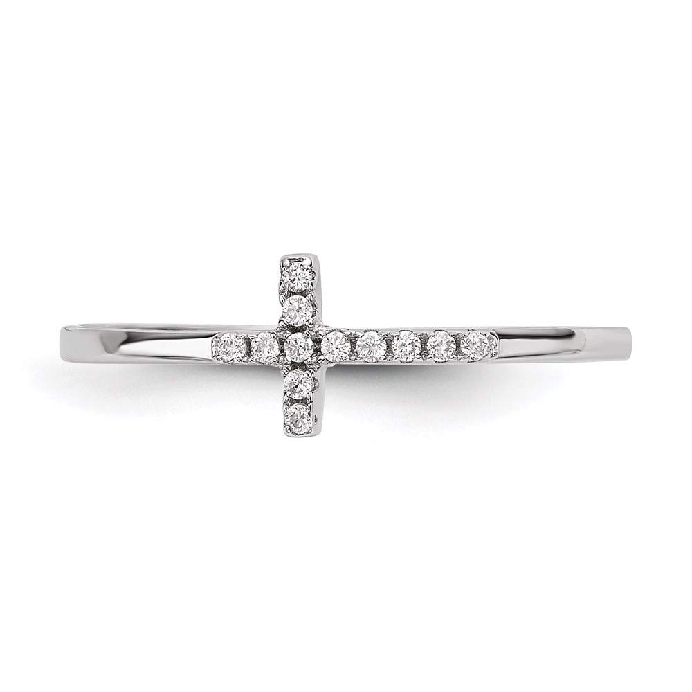 925 Sterling Silver Cubic Zirconia Side Cross Ring for Women - Elegant Religious Jewelry Gift for Her, Perfect for Christmas, Birthday, Anniversary & Everyday Wear