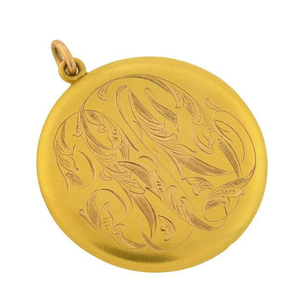 Victorian 14K Gold Engraved Initial Locket Necklace - Personalized Jewelry Gift for Women, Bridesmaids & Loved Ones - Perfect for Anniversaries, Weddings & Special Occasions