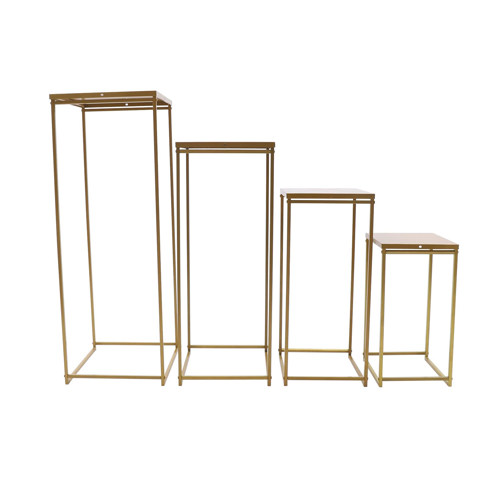 LOYALHEARTDY Golden Geometric Wedding Flower Stand - 4-Piece Metal Vase Column Set (1.47/1.96/2.46/2.95Ft) for Wedding Centerpieces, Home Decor & Party Table Displays - Perfect for Ceremonies, Receptions and Event Decorations