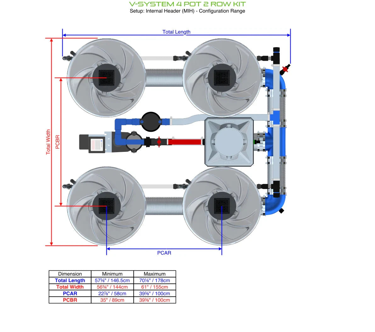 Alien Hydroponics V System Deep Water Culture (DWC) Hydroponic Growing Kit - 4 Pot 2 Row Design for Indoor Herb Garden & Home Hydroponic System | Perfect for Lettuce, Basil, and Small Plants Cultivation