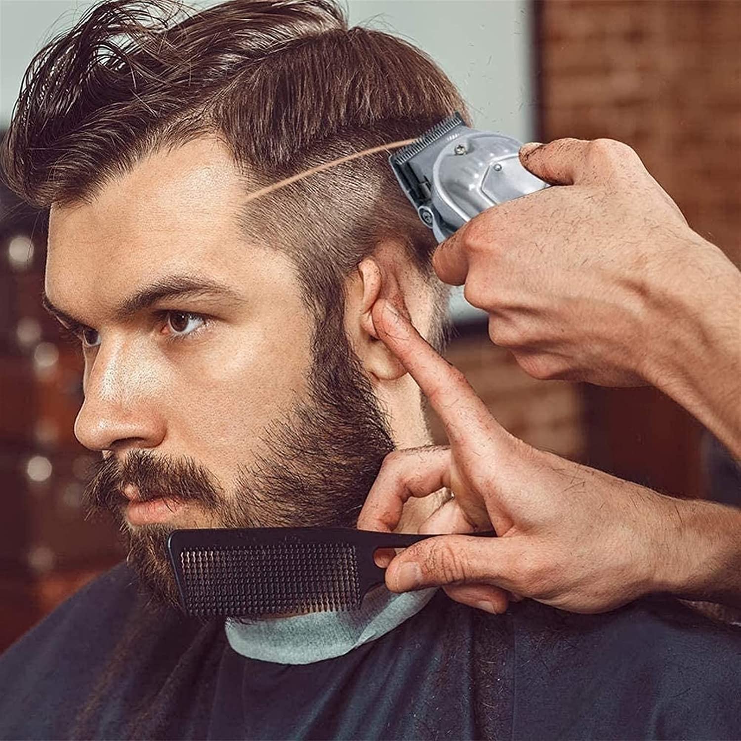 LIIAV Professional Cordless Hair Clipper for Men - Adjustable Speed Electric Hair Trimmer & Beard Trimmer Kit with Ceramic Blade & 4 Attachment Combs - Perfect for Home Haircuts, Beard Grooming & Styling