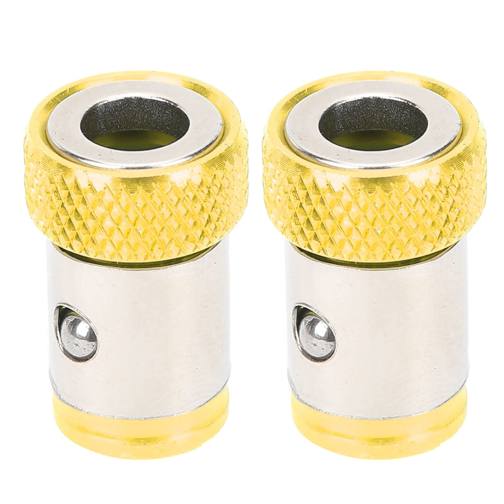 2Pcs Universal 1/4 Inch Magnetizer Ring for Screwdriver Bits - Strong Magnetic Steel Tool Accessories (Yellow) - Perfect for DIY Projects, Home Repairs & Professional Use