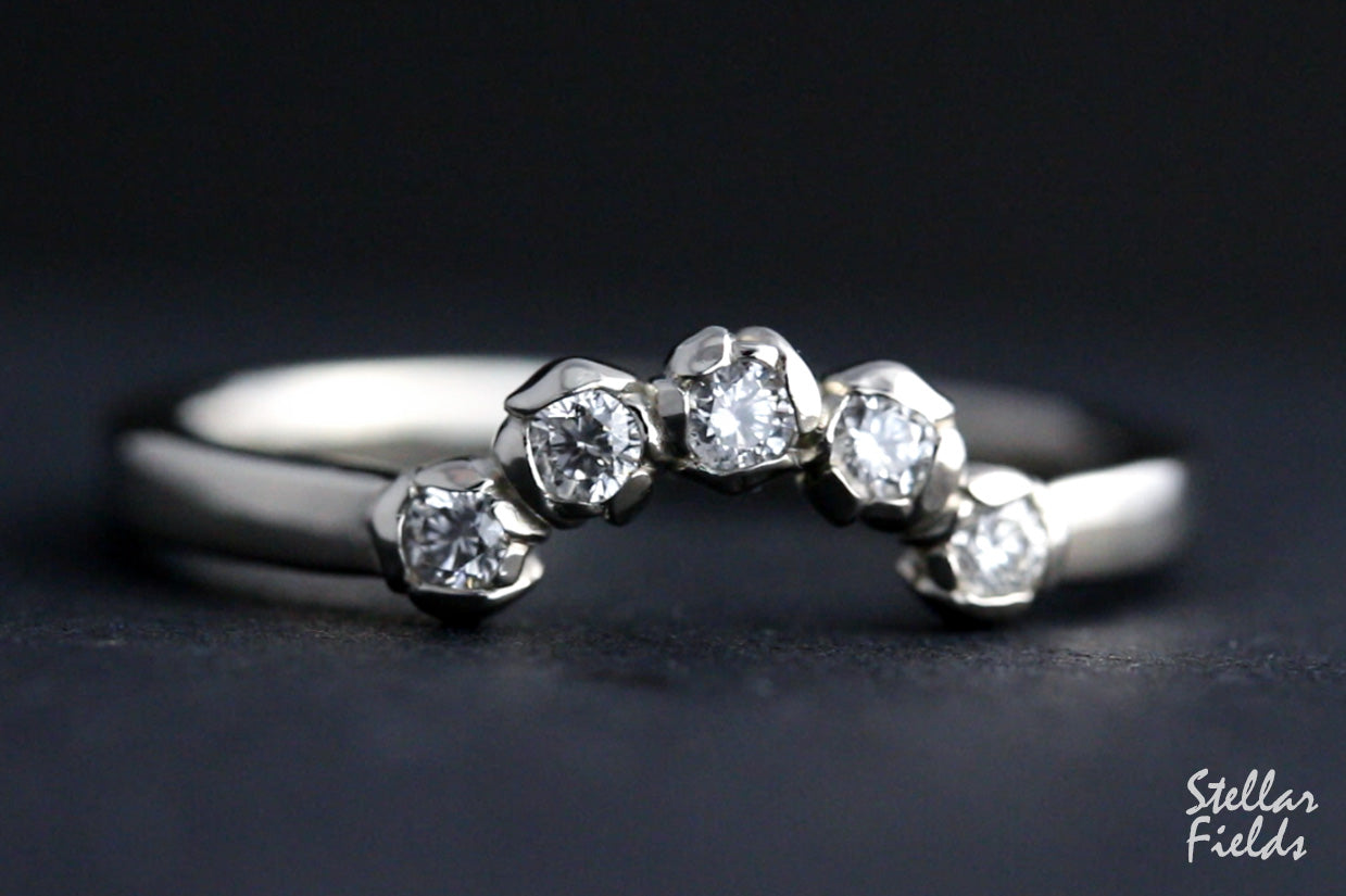 Rose Bud Diamond Wedding Band - Elegant Shadow Contour Tiara Ring for Women | Perfect for Bridal, Engagement, Anniversary & Special Occasions