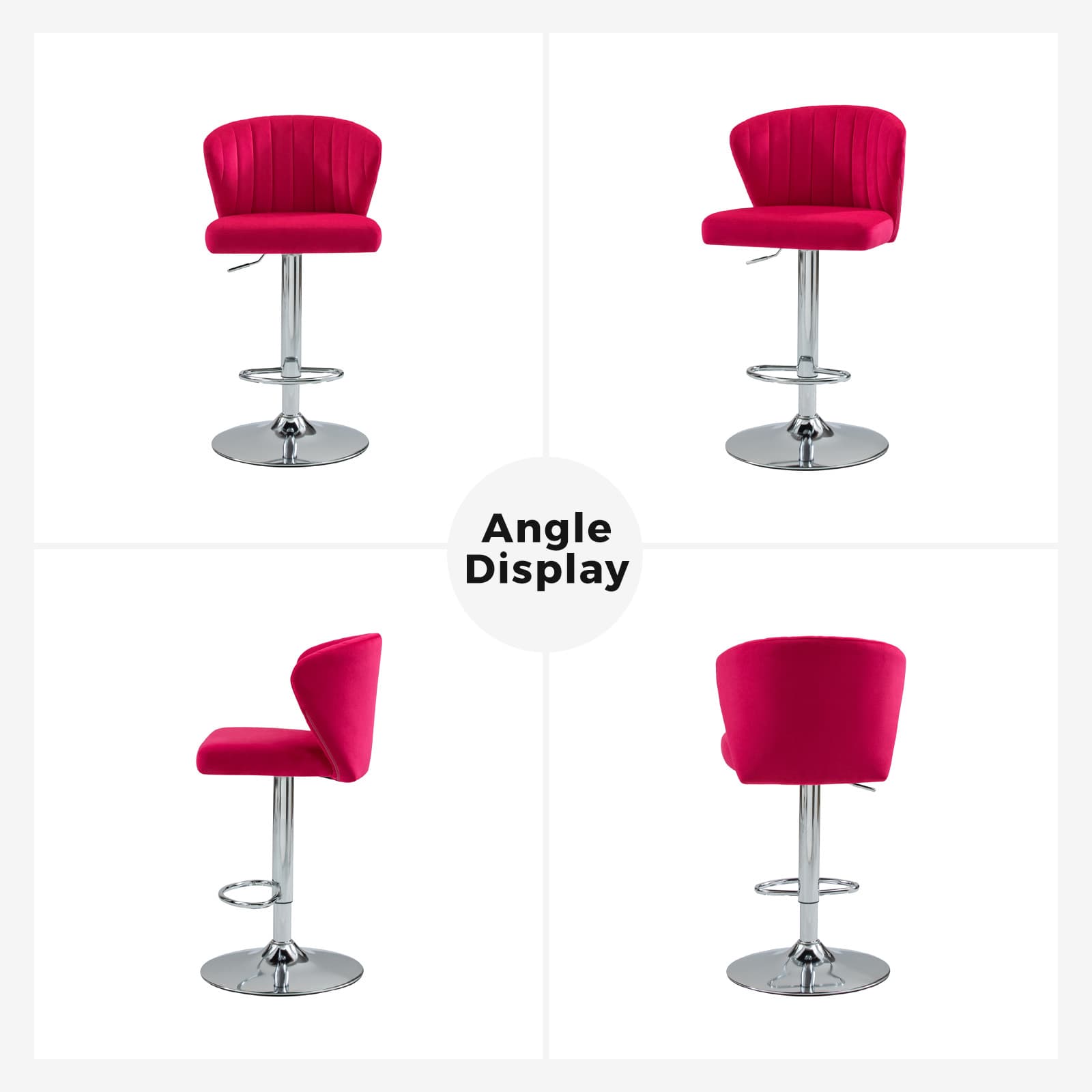 Geoff Modern Adjustable Swivel Bar Stool - Height Adjustable Kitchen Island Stool with 360° Rotation for Home, Office & Cafe Use