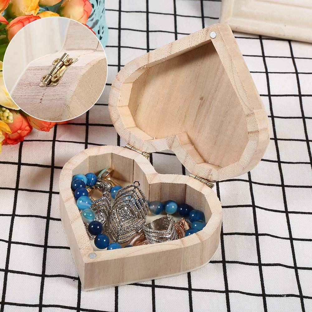 Heart-Shaped Wooden Jewelry Box - Handcrafted Wooden Storage Case for Jewelry, Rings & Small Gifts - Perfect for Valentine's Day, Anniversary & Romantic Gift Packaging