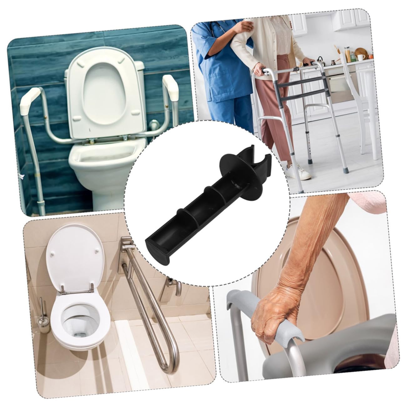 2-Pack Clip-On Toilet Paper Holder for Wheelchairs - Adjustable Roller Replacement Rod with Secure Grip - Ideal for Seniors, Nursing Patients, Bedside Commodes & Transport Chairs - Perfect for Home Care, Hospitals and Mobility Assistance