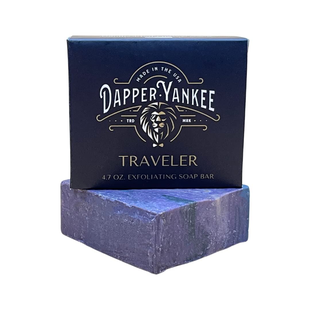 Dapper Yankee Traveler Natural Bar Soap for Men - Medium Grit Exfoliating & Moisturizing Soap with Organic Ingredients | Perfect for Travel, Gym & Daily Skincare Routine