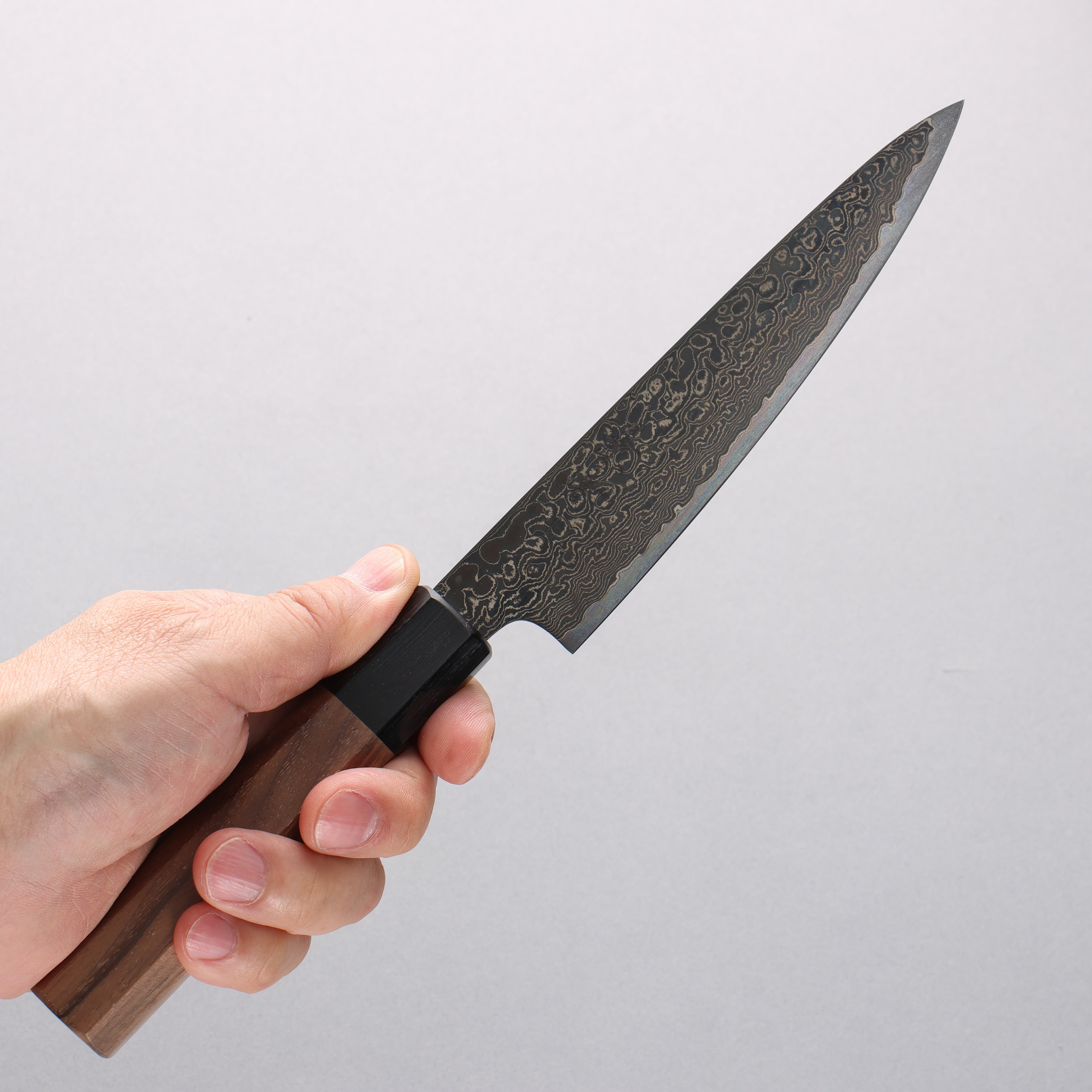 Premium Kagekiyo ZA 18 Damascus Black Petty Utility Knife 150mm - Walnut Handle Japanese Chef Knife for Slicing, Chopping & Precision Cutting