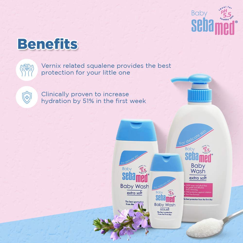 Sebamed Gentle Baby Shampoo & Wash Set - 50ml Each - pH 5.5 Balanced for Sensitive Skin - Tear-Free Formula for Newborns & Kids - Perfect for Bath Time & Daily Baby Care Routine