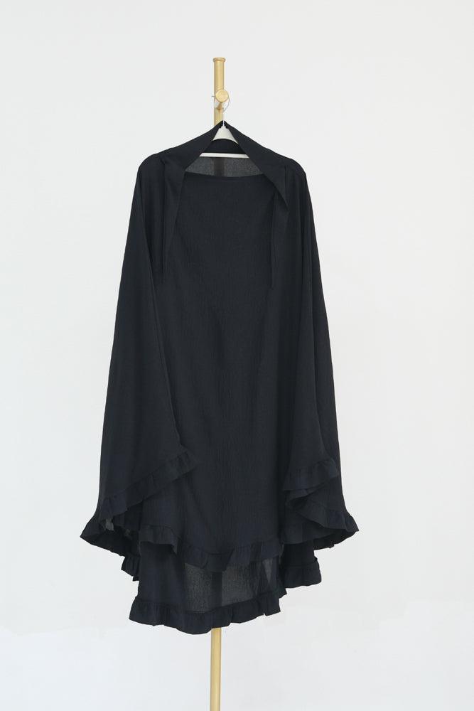 Stylish One Layer Ruffle Edge Khimar Hijab - Black Muslim Scarf for Women | Perfect for Prayer, Modest Fashion & Everyday Wear
