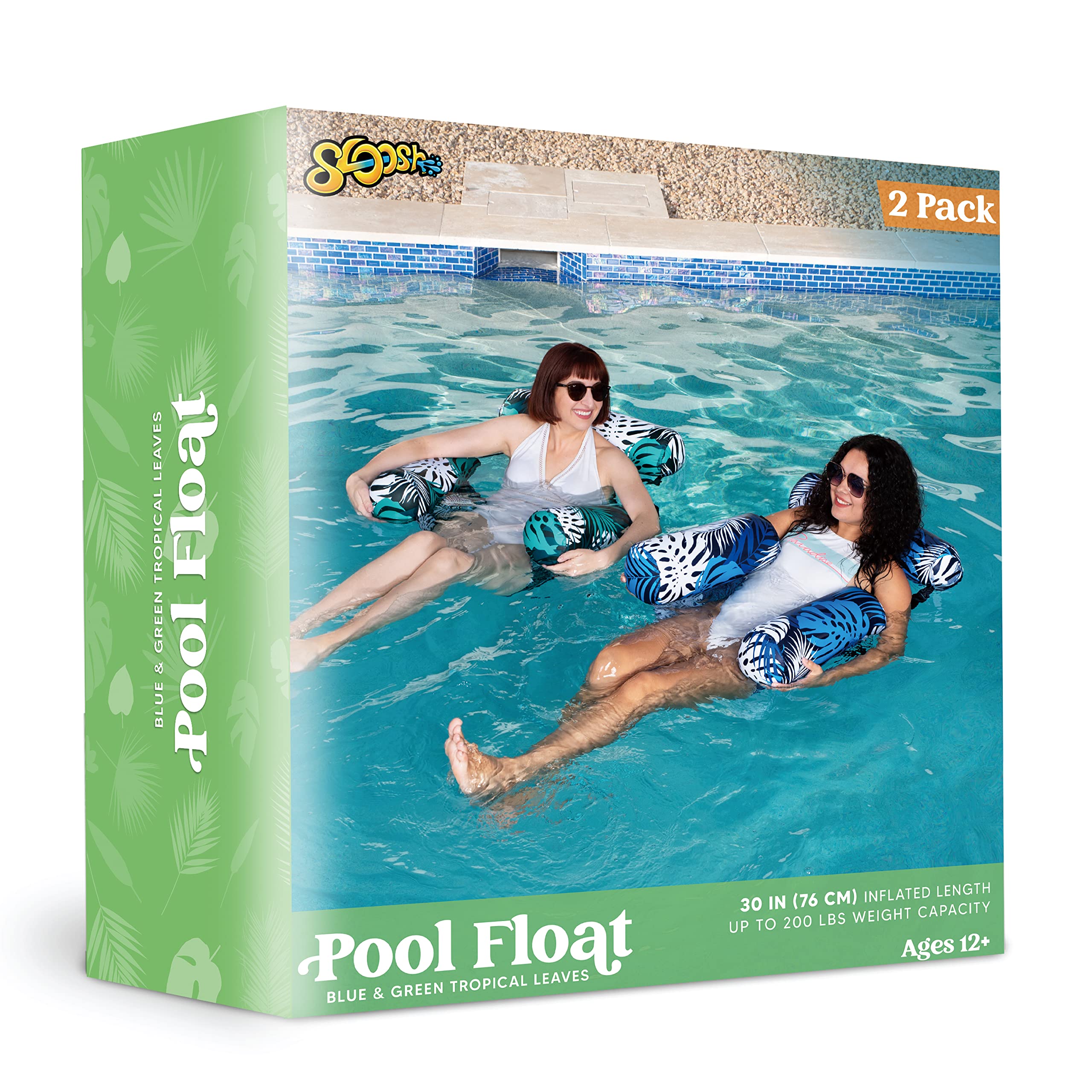 **SLOOSH 2-Pack Inflatable Pool Floats for Adults - Heavy Duty Floating Lounge Chairs with Pool Noodles for Summer, Beach, Lake & Pool Parties - Perfect for Relaxing, Sunbathing & Water Fun**