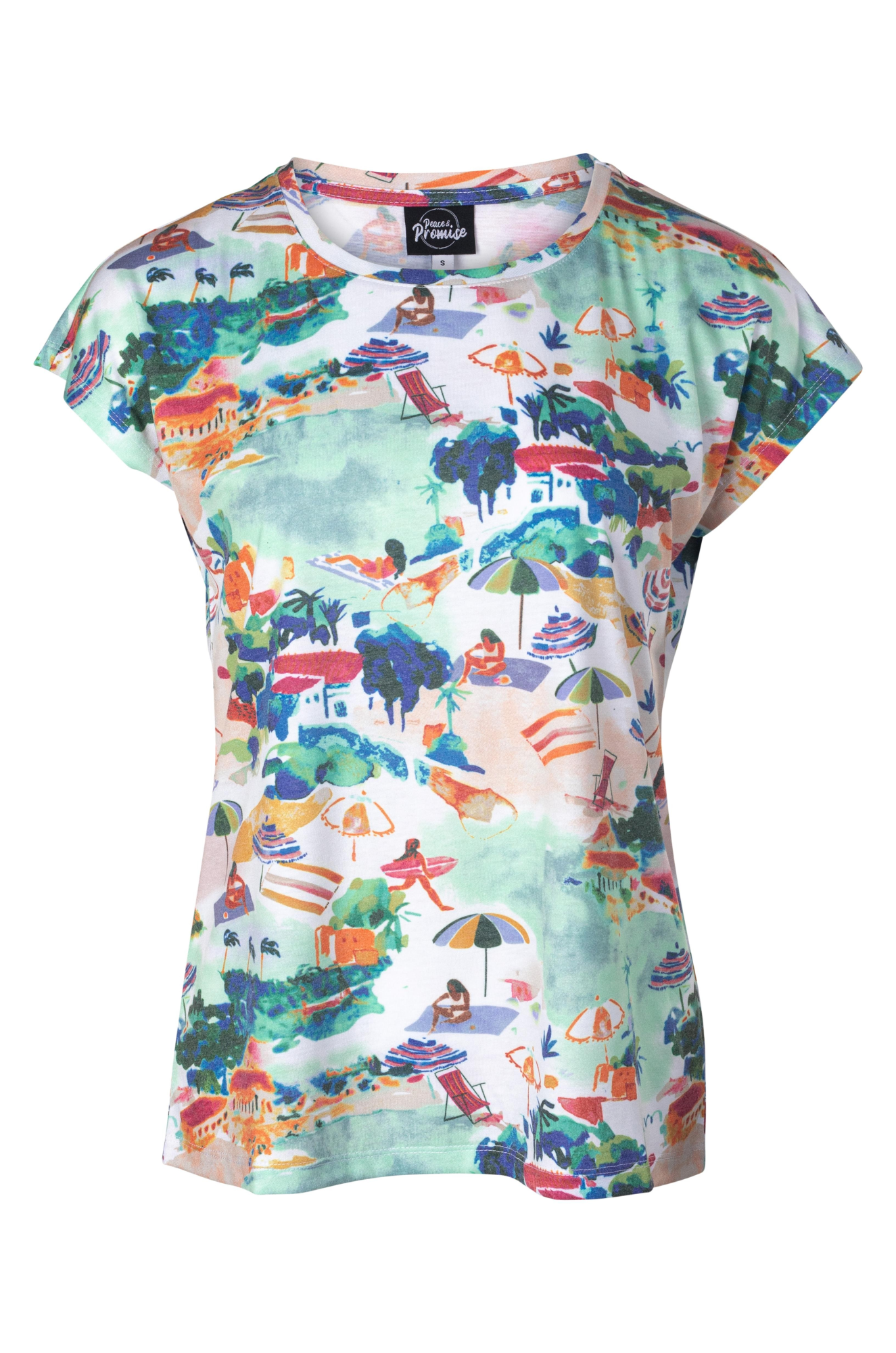 Stylish Printed Cap Sleeve Top | Amalfi Coast Inspired Design | 7201A1 | Perfect for Summer Vacations & Beach Getaways