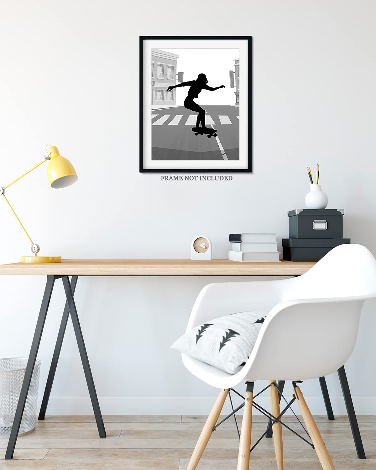 Skateboard Wall Art - Urban Skater Room Decor for Girls - Female Skateboarder Silhouette Print - 11x14 Unframed Poster - Perfect for Bedroom, Dorm & Skateboard Fan Gifts