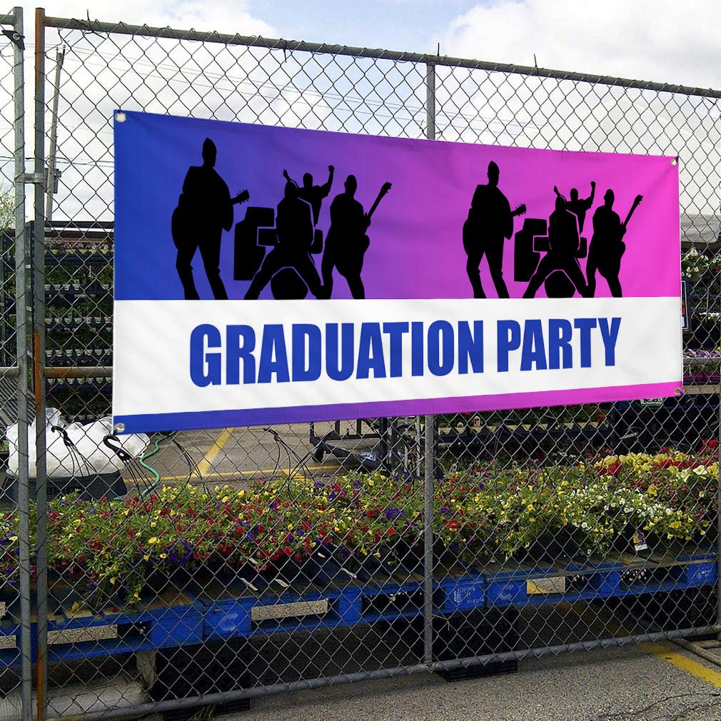 Custom Vinyl Banner 48x96 Inches - Weatherproof Outdoor Welcome Sign for Graduation Party, Holidays & Events - Heavy Duty with 8 Grommets (Blue) - Perfect for Yard Decorations, Business Promotions & Special Occasions