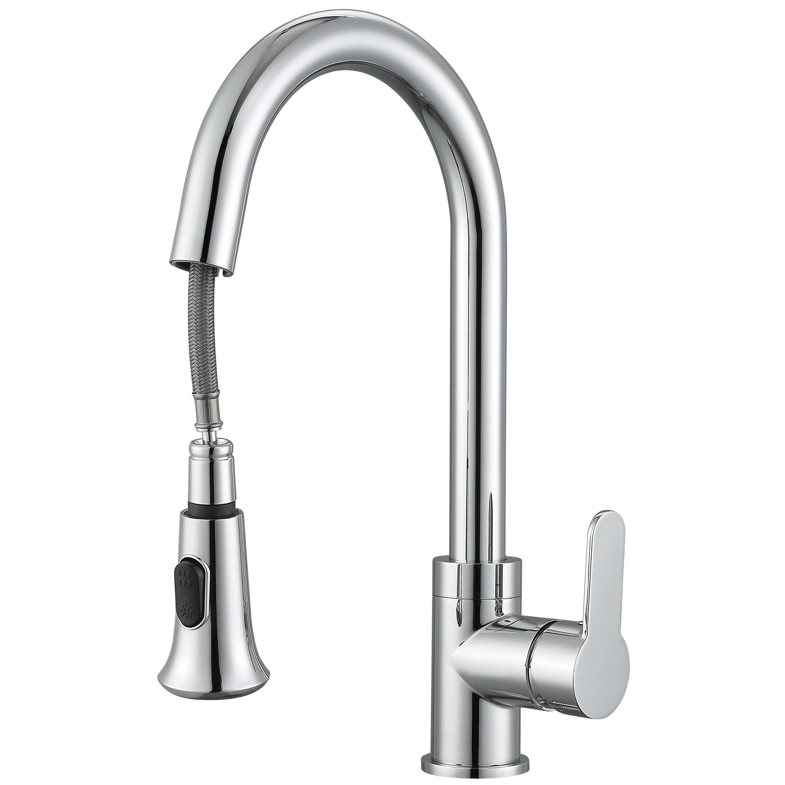 Chrome Rivella Pull Down Single Handle Dual Spray Kitchen Faucet - Perfect for Modern Home & Restaurant Sinks
