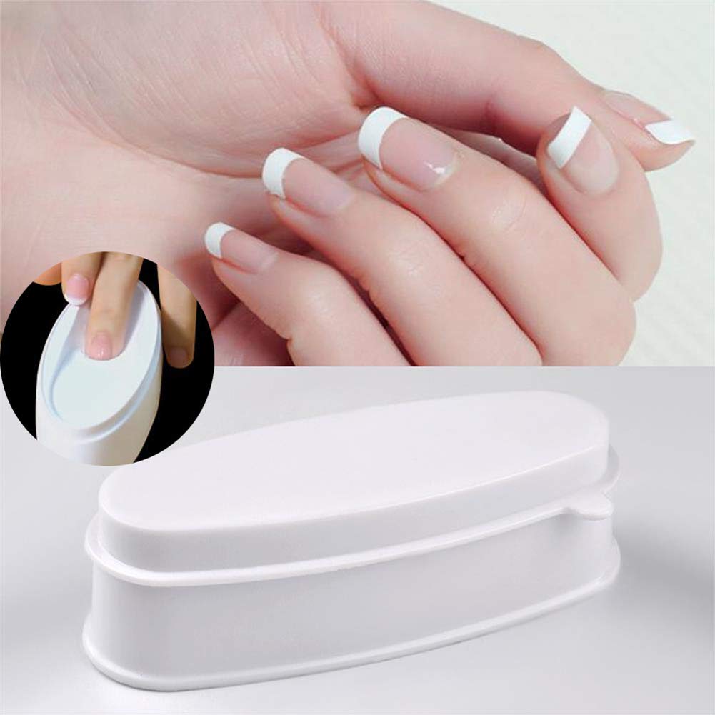 1 Piece White PVC French Dipping Powder Holder - Nail Art Dip Container with Easy French Dip Tray for Creating Perfect Smile Lines | DIY Manicure & Salon Professional Nail Design Tool