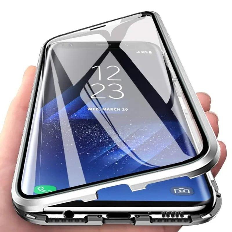 Samsung Galaxy S24 Magnetic Adsorption Glass Metal Case - Premium Protective Cover for Everyday Use & Travel
