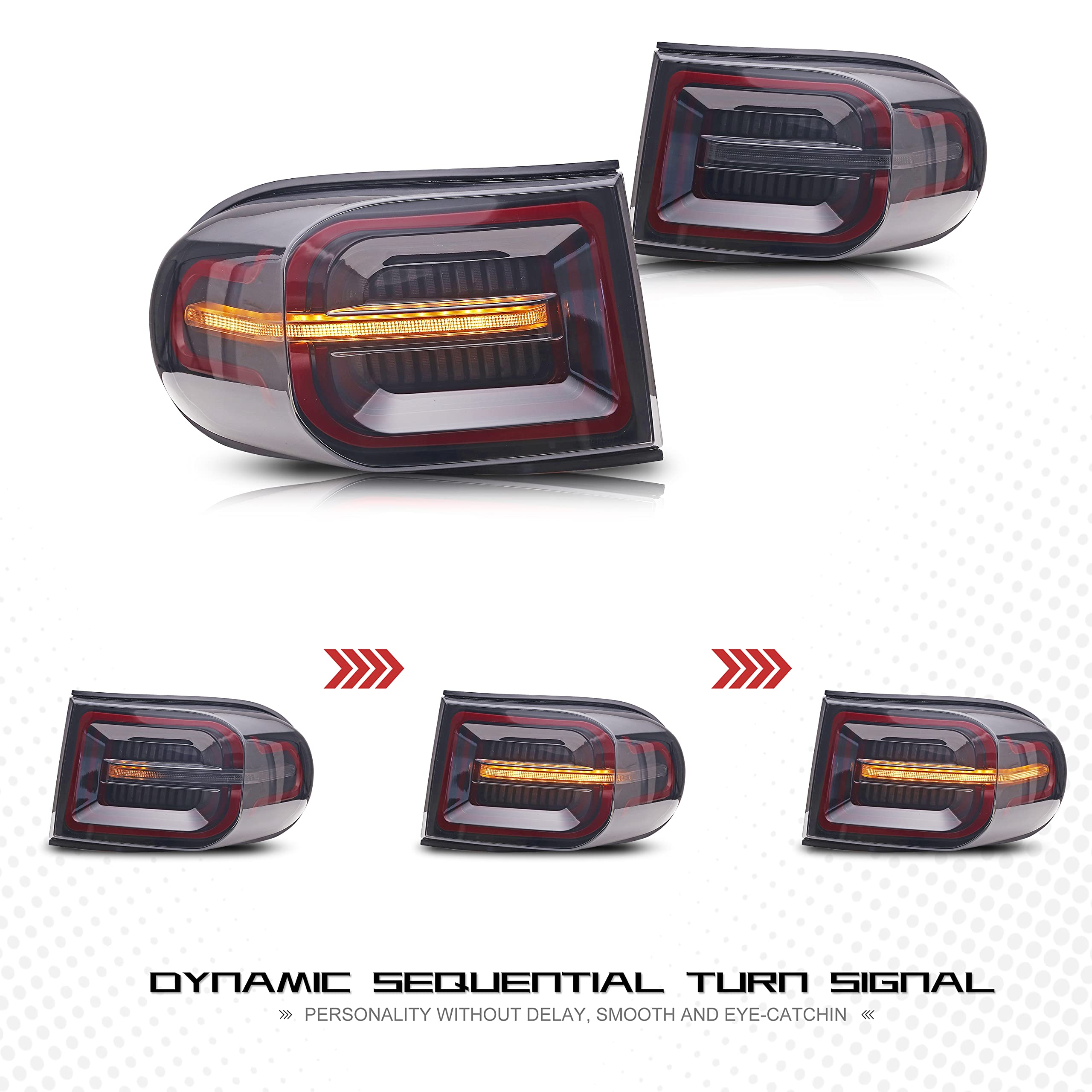 2007-2014 Toyota FJ Cruiser LED Tail Lights with Start-up Animation | DRL Sequential Turn Signals | Rear Lamp Assembly | Upgrade for Off-Road & Night Driving Safety
