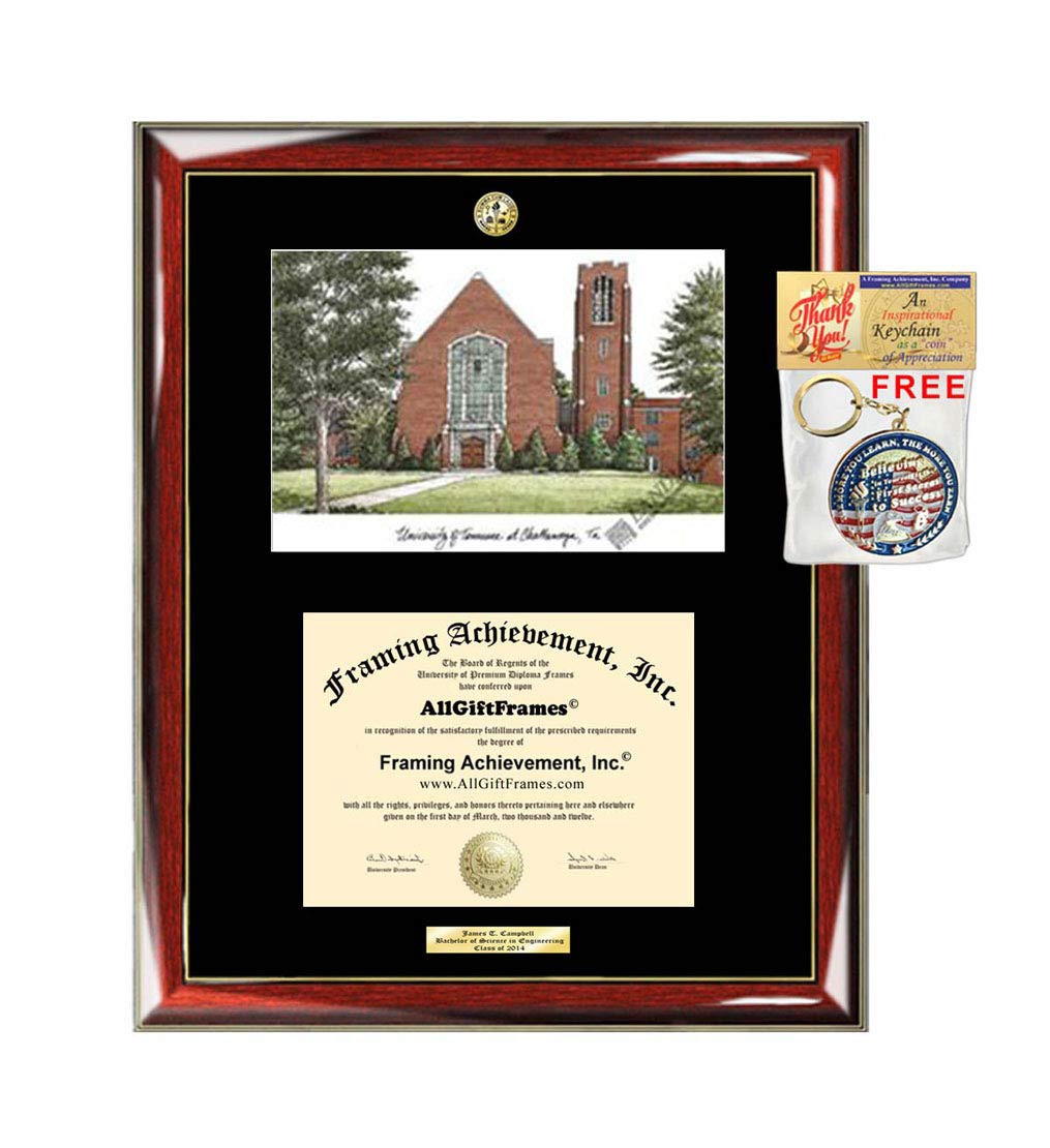 University of Tennessee Chattanooga UTC Diploma Frame - Custom Graduation Degree Display with School Logo & Lithograph - Perfect Gift for Graduates - Wall Plaque Certificate Holder for Home or Office Decor