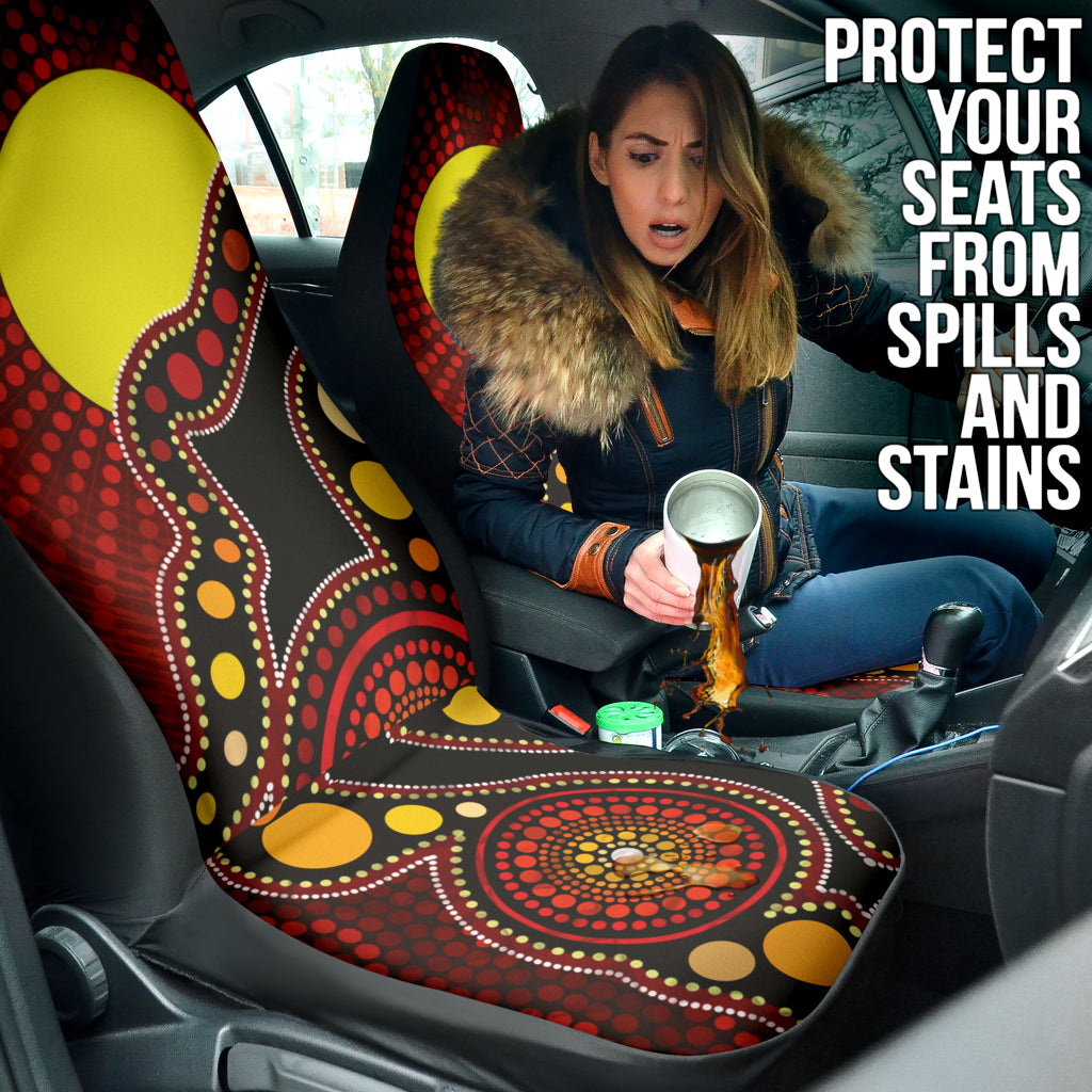 Authentic Australian Indigenous Dot Art Car Seat Covers - Premium 2-Piece Set for Cars & SUVs | Stylish Protection for Seats | Perfect for Road Trips & Daily Commutes