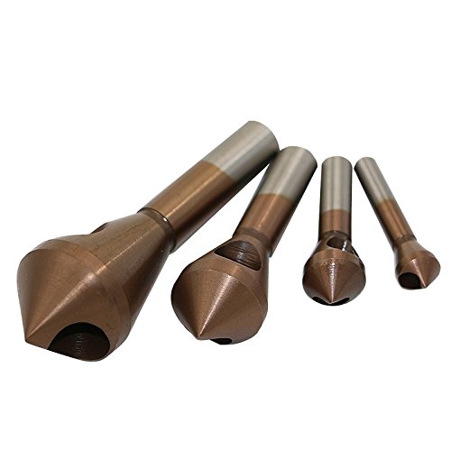 HSS CO M35 Countersink Deburring Drill Bit - High Speed Steel Metal Taper Chamfering Tool for Stainless Steel, Hole Saw Cutter - Round Shank Handle (10mm, 15mm, Brown) - Perfect for Metalworking, Woodworking, and DIY Projects