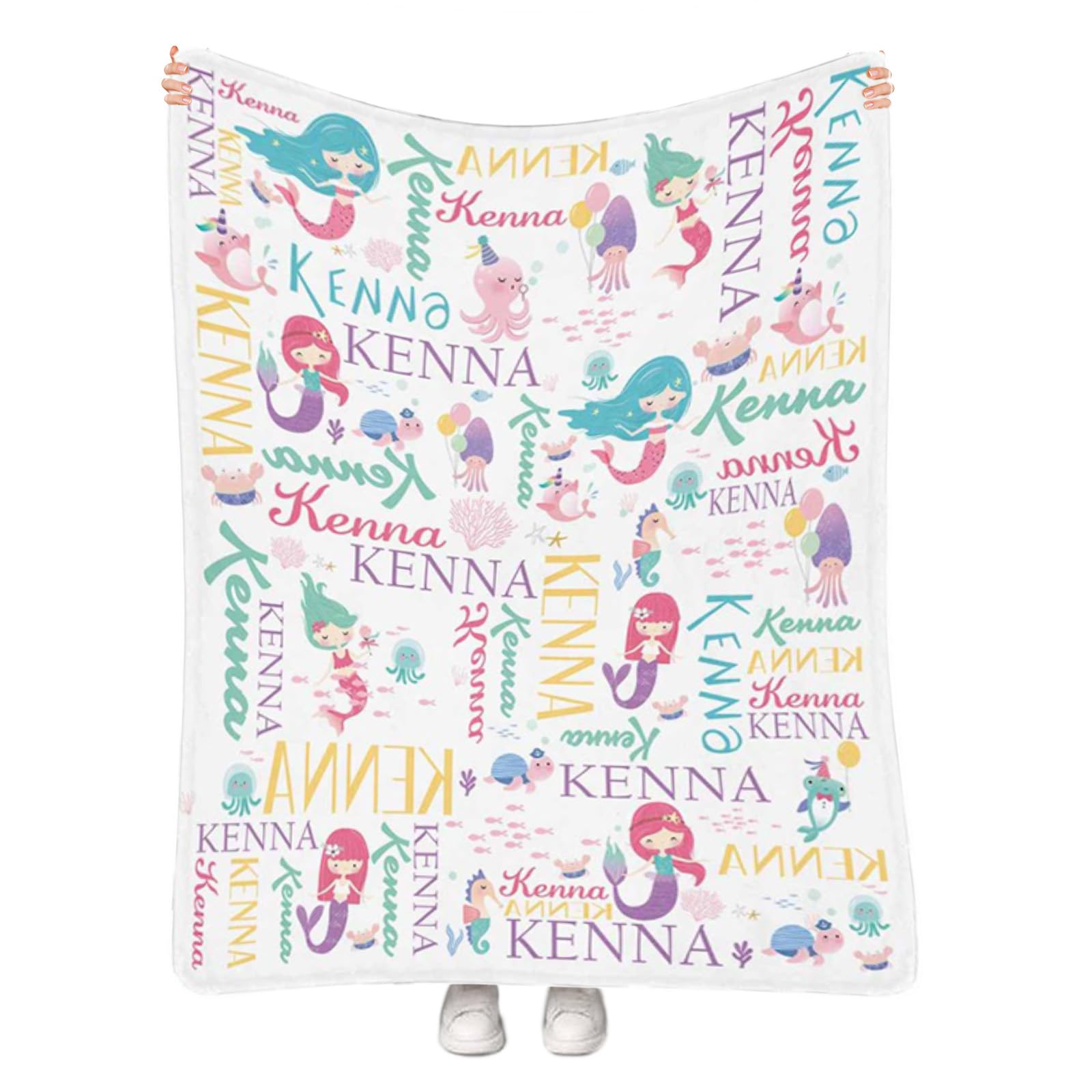 Personalized Mermaid Blanket for Girls - Custom Name Baby Blanket for Toddlers, Kids & Women - Unique Birthday & Christmas Gift for Girls - Perfect for Nursery, Bedroom & Cozy Family Moments