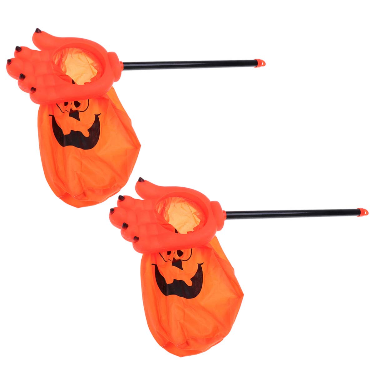 Luxshiny 2-Pack Halloween Trick or Treat Bags - Pumpkin Printed Tote & Candy Goodie Bags for Kids, Halloween Party Favors & School Events (Orange/Black)
