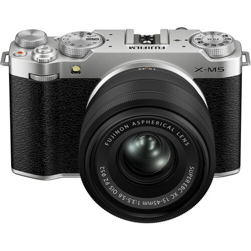 FUJIFILM X-M5 Mirrorless Digital Camera with XC 15-45mm f/3.5-5.6 OIS Lens Kit (Silver) - Compact & Lightweight for Travel, Vlogging & Street Photography