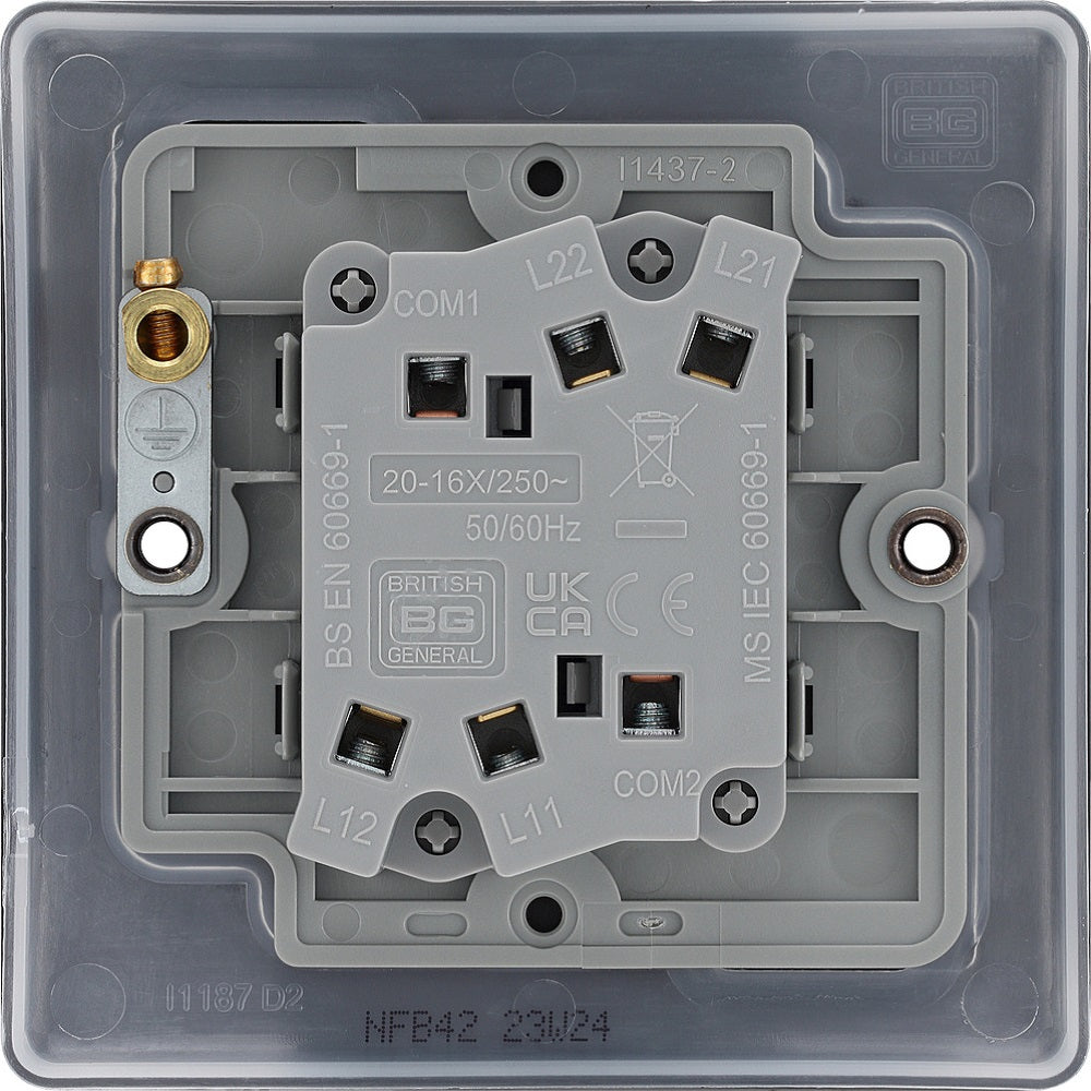 BG Nexus Metal Matt Black 2G 2W Light Switch NFB42 - Modern Electrical Switch for Home & Office Decoration | Perfect for Living Room, Bedroom, and Commercial Spaces