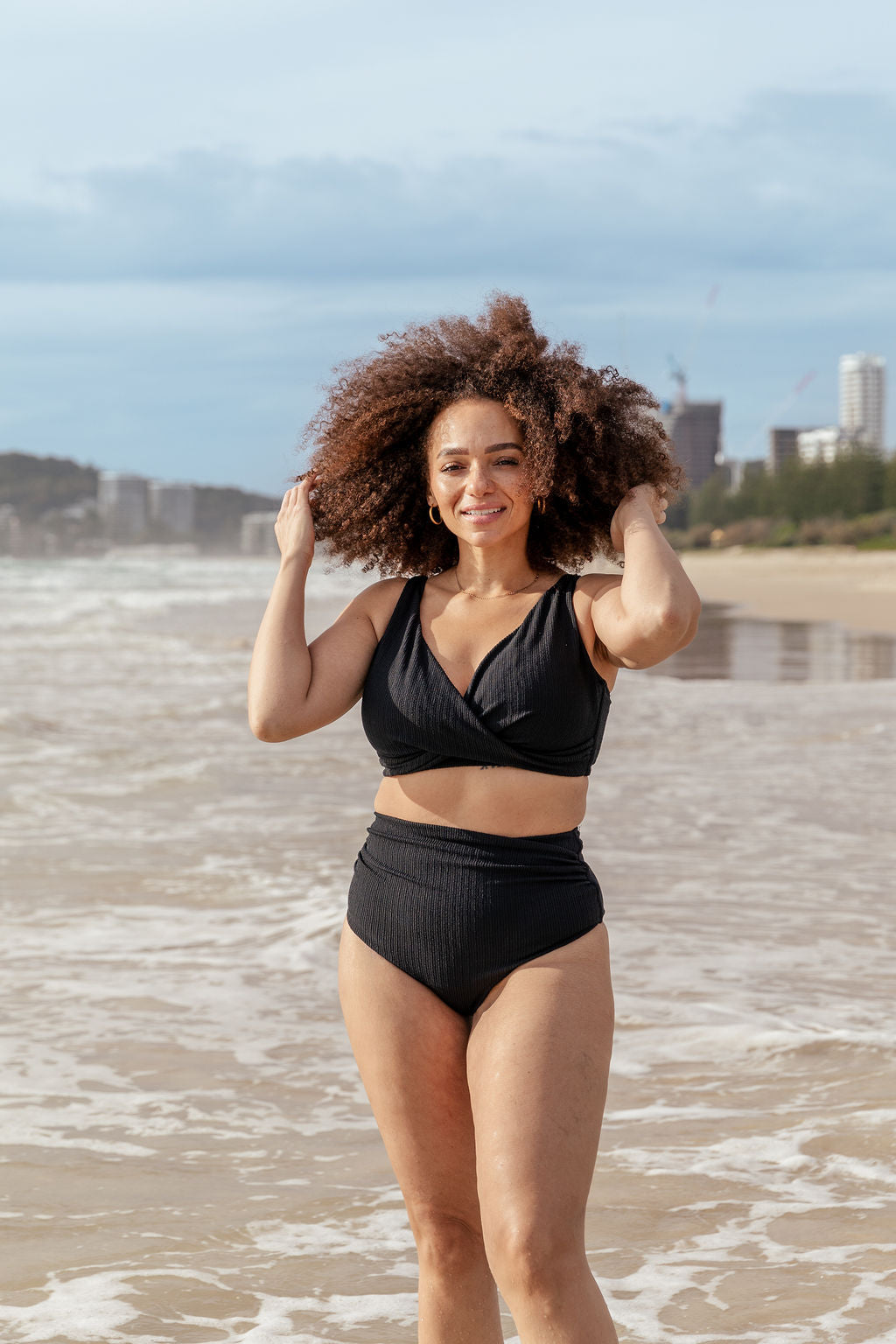 Black Miami Bikini Bottoms - High Waisted Swimwear for Women, Perfect for Beach Vacations & Pool Parties