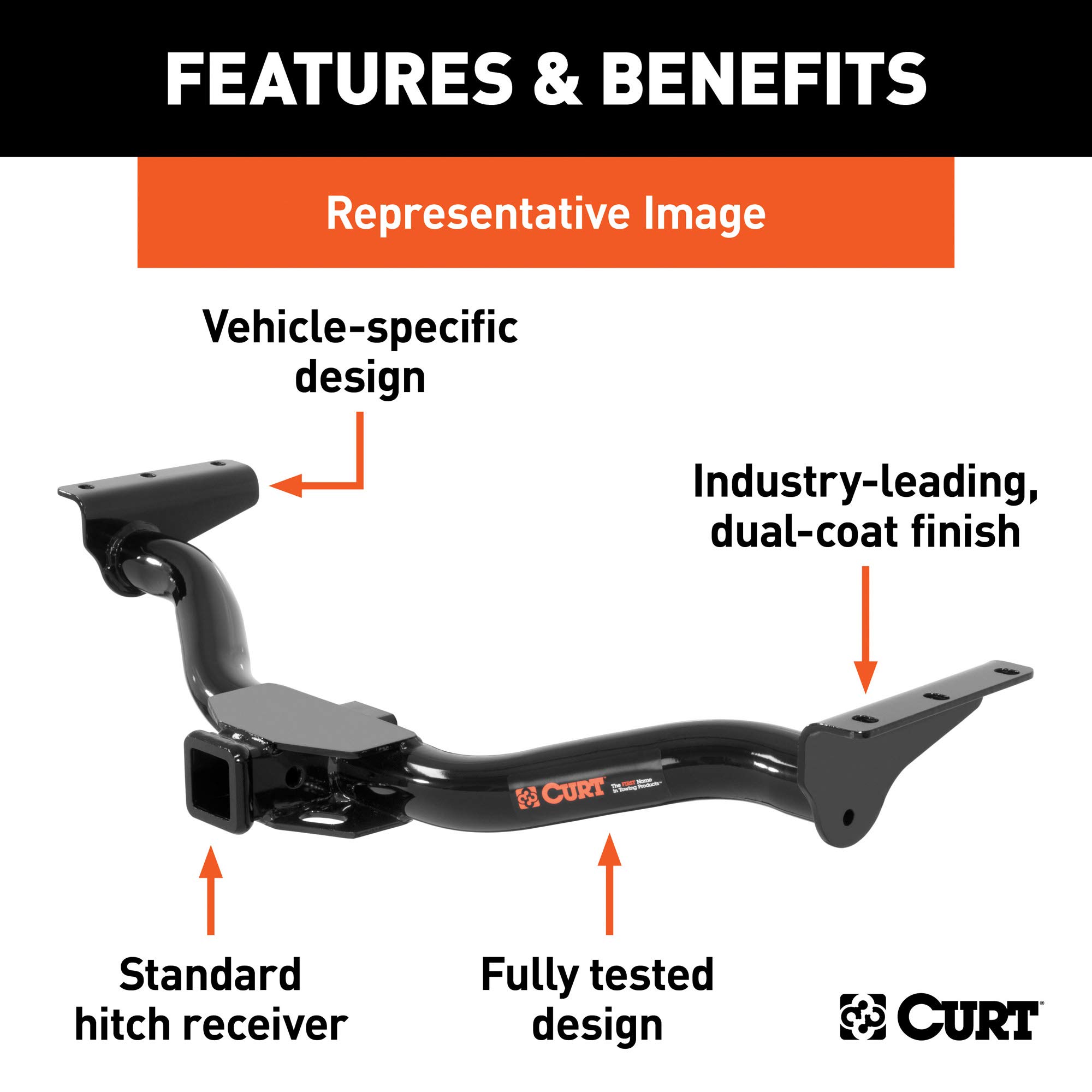 CURT 13415 Class 3 Trailer Hitch - 2-Inch Receiver for Cadillac XT4 - Heavy Duty Black Towing Accessory - Perfect for Camping, Boating & Outdoor Adventures